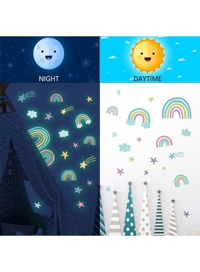 HOMESTAR Wall Stickers, Rainbow, Clouds, Stars, Glow in The Dark, DIY Home Decor for Kids, Bedroom, Bathroom Decorations - Image 2